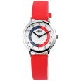 QBOS educational watch red leatherette strap