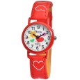 QBOS girl watch bracelet with hearts in red imitation leather