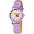 QBOS girl watch bracelet with hearts in purple imitation leather