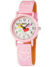 Uhr-Mädchen QBOS Armband mit Herzen rosa Leder 4900002-007 QBOSS 18,00 €