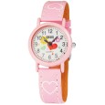 Uhr-Mädchen QBOS Armband mit Herzen rosa Leder