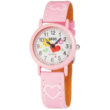 Uhr-Mädchen QBOS Armband mit Herzen rosa Leder 4900002-007 QBOSS 12,00 €
