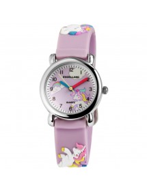 Pony Excellanc horloge paars scherm en paarse siliconen band
