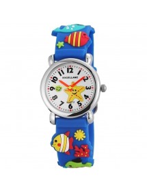 Montre analogique pour enfants, motif Poissons et bracelet en silicone bleu 4200005-002 Excellanc 15,00 €